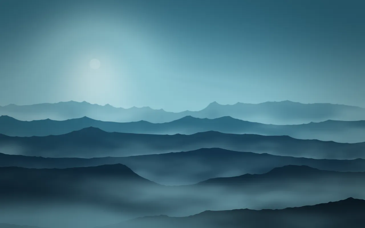 MacScapes Quiet Morning vibe: misty glacier ridges