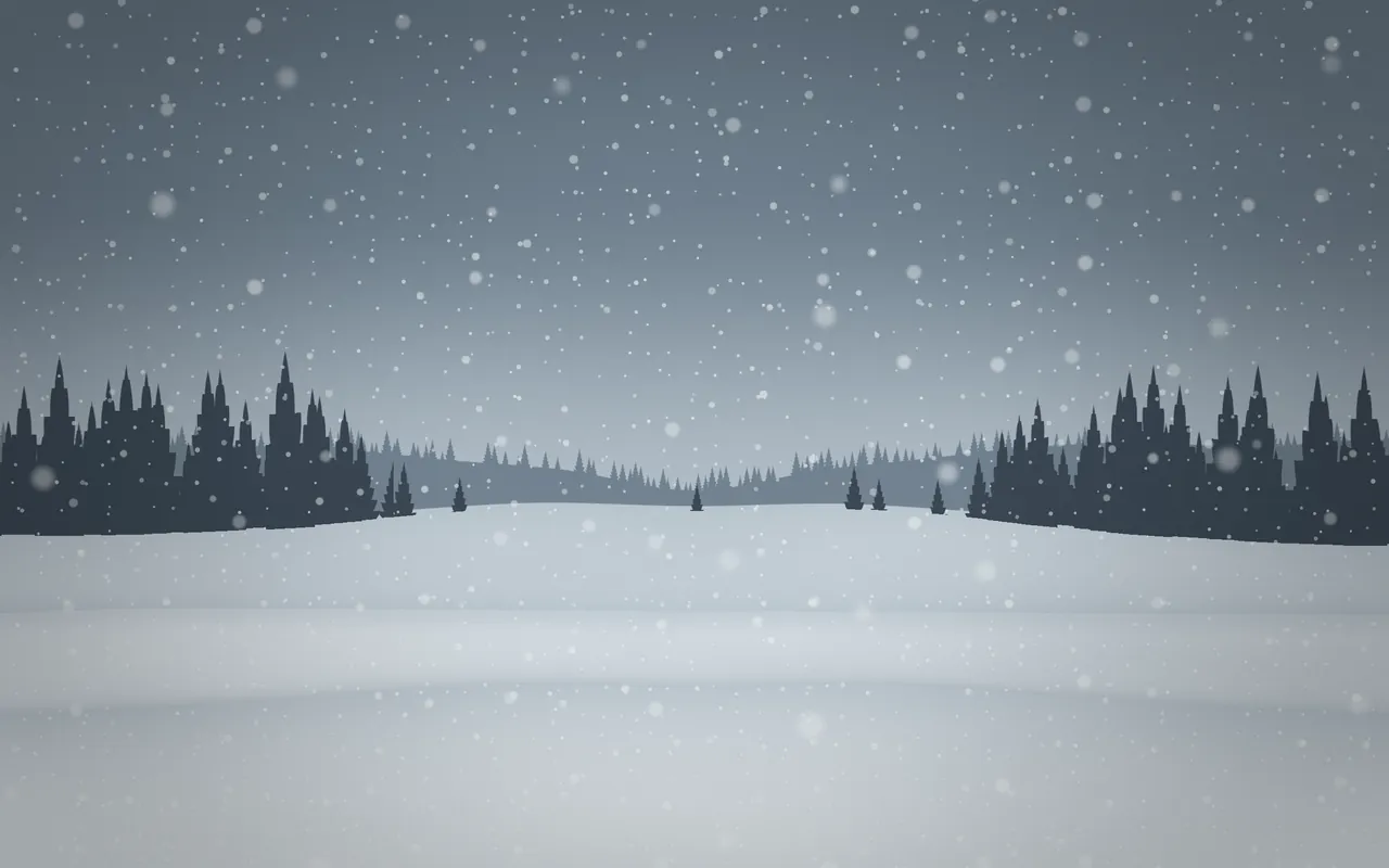 MacScapes First Snow vibe: snow over a pine forest